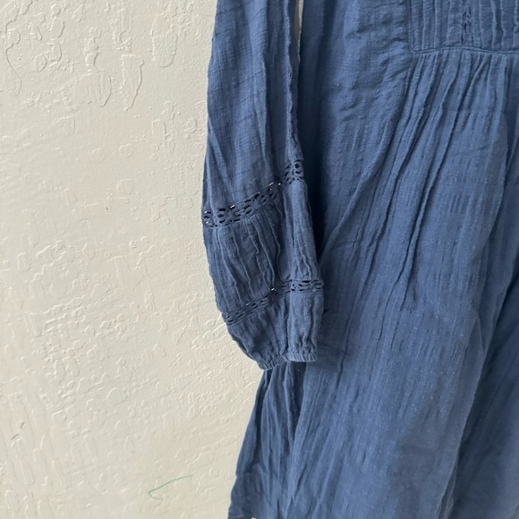 Sundance Blue Hallie Pintuck Eyelet Trim Button Front Dress XS - Picture 5 of 6